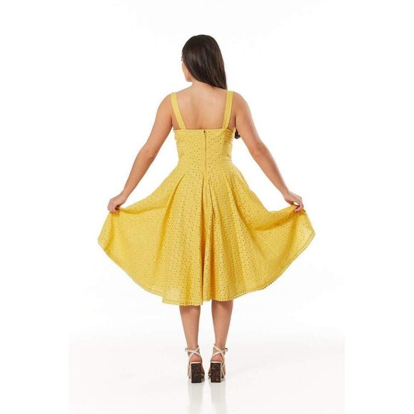 Timeless London Valerie Anglaise Dress in Mustard - Picture 2 of 4